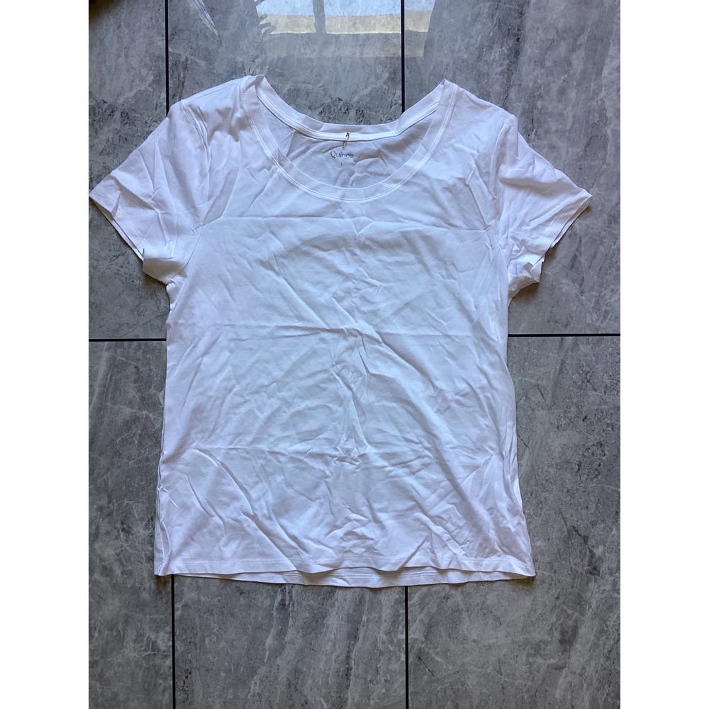 Quince Cotton Modal Scoop Neck Tee White Short Sleeve L LB19600-JDAVN01-24161